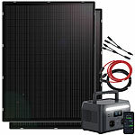 revolt Tragbare Powerstation & Solargenerator 614,4 Wh, USV, 2x 215-W-Panel revolt 2in1-Solar-Generator & Powerbank mit Notstrom-Funktion und externer Solarzelle