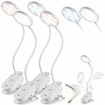 Lunartec 4er-Set Akku Schwannenhals Klemm-Lampe mit Touch Lunartec Akku-Touch-Leselampen mit Klemmhalterung und Schwanenhals 