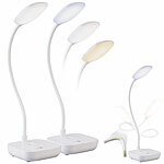 Lunartec 2er-Set Akku-Schwanenhals-Schreibtischleuchte CCT, 245 lm, 7 W dimmbar Lunartec Akku-Schwanenhals-Schreibtischleuchten mit dimmbaren CCT-LEDs 