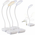 Lunartec 4er-Set Akku-Schwanenhals-Schreibtischleuchte CCT, 245 lm, 7 W dimmbar Lunartec Akku-Schwanenhals-Schreibtischleuchten mit dimmbaren CCT-LEDs 