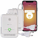 VisorTech 2er-Set Smarter Multi-Gasmelder für haushaltsübliche Gase, WLAN, App VisorTech Steckdosen-Gasmelder mit Apps für Puch-Benachrichtigungen 