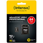 Intenso microSDXC-Speicherkarte UHS-I Professional, 64 GB, bis 90 MB/s, U3 Intenso microSD-Speicherkarte UHS U3