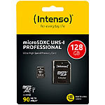 Intenso microSDXC-Speicherkarte UHS-I Professional, 128 GB, bis 90 MB/s, U3 Intenso microSD-Speicherkarte UHS U3