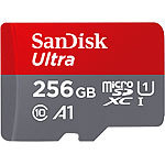 SanDisk Ultra microSDXC, 256 GB, 120 MB/s, Class 10, U1, A1, mit Adapter SanDisk 