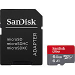 SanDisk Ultra microSDXC (SDSQUAB-064G-GN6MA), 64 GB, 140 MB/s, U1 / A1 SanDisk microSD-Speicherkarten UHS U1
