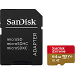 SanDisk Extreme microSDXC (SDSQXAH-064G-GN6MA), 64 GB, 170 MB/s, U3 / A2 SanDisk microSD-Speicherkarten UHS U1