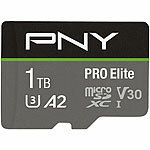 PNY microSDXC Pro Elite, 1 TB, Class 10, U3, V30, A2, bis zu 100 MB/s PNY microSD-Speicherkarte UHS U3