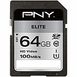 PNY Elite SD-Karte, mit 64 GB, lesen bis zu 100 MB/s, U1 PNY microSD-Speicherkarte UHS U1