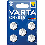 Varta Electronics Lithium Knopfzelle, CR2016, 3V, Retail Blister (5er-Pack) Varta