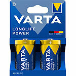 Varta Longlife Power Alkaline-Batterie, Typ Mono / D / LR20, 1,5 V, 2er-Set Varta Alkaline Batterien Mono (Typ D)