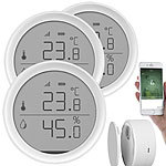 Luminea Home Control 3er-Set WLAN-Temperatur- & Luftfeuchtigkeits-Sensoren mit App Luminea Home Control WLAN-Temperatur- & Luftfeuchtigkeits-Sensoren mit App-Auswertungen