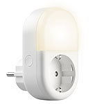 Luminea Home Control 4er-Set WLAN-Steckdose mit LED-Nachtlicht, App & Sprachsteuerung, 16 A Luminea Home Control LED-Nachtlichter mit Timer und Steckdose, App- und Sprachsteuerung, dimmbar