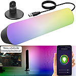 Luminea Home Control WLAN-USB-Stimmungsleuchte mit RGB+CCT-LEDs, App, 80 lm, 3,5 W, schwarz Luminea Home Control