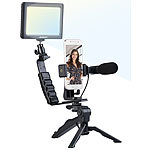 Somikon 4-teiliges Vlogging-Set mit LED-Leuchte, Mikrofon, Stativ & Halterung Somikon 