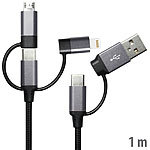 Callstel 6in1-Schnelllade- & Datenkabel USB-A/C zu USB-C/MicroUSB, 3A/60W, 1m Callstel 3in1-USB-Octopus-Kabel: Lightning, Micro-USB, USB Type C