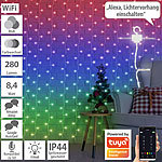 Luminea Home Control Smarter WLAN-LED-Lichtervorhang mit 180 RGB-IC-LEDs, App, IP44, 3x3 m Luminea Home Control WLAN-RGB-LED-Lichtervorhänge