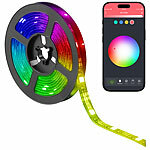 Luminea Home Control USB-RGB-LED-Streifen mit WLAN, App und Sprachsteuerung, 2 m Luminea Home Control WLAN-RGB-LED-Lichtstreifen mit App und Sprachsteuerung 