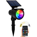 Lunartec Smarter Solar-LED-Spot mit RGB-CCT, 50 lm, 1 W, Bluetooth, App, IP44 Lunartec 