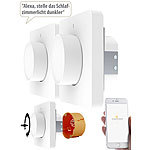 Luminea Home Control 2er-Set WLAN-Unterputz-Lichtschalter mit Dreh- & Drück-Funktion, App Luminea Home Control