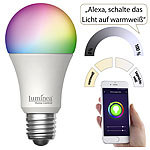 Luminea Home Control 2er-Set WLAN-LED-Lampe, E27, RGB-CCT, 11W (ersetzt 120W), 1.055lm, App Luminea Home Control WLAN-LED-Lampen E27 RGBW