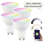 Luminea Home Control 4er-Set WLAN-LED-Spots, GU10, RGB-CCT 4,5 Watt, 326 lm, 45°, App Luminea Home Control 