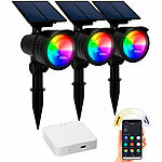 Lunartec 3er-Set RGB-CCT-LED-Spot mit Bluetooth, 50 lm, 1 W, IP44 inkl. Gateway Lunartec