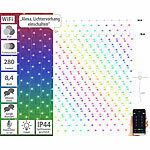 Luminea Home Control 2er Smarter WLAN-LED-Lichtervorhang mit 180 RGB-IC-LEDs, IP44, 3x3 m Luminea Home Control WLAN-RGB-LED-Lichtervorhänge