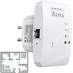 7links 2er-Set Mini-WLAN-Repeater mit WPS-Taste, 300 Mbit/s, 2,4 GHz & LAN 7links WLAN-Repeater mit LAN-Geräteanschluss