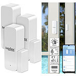 Luminea Home Control 3er-Set ZigBee-Tür- & Fensteralarm, für Alexa, GA und Siri, App Luminea Home Control ZigBee-Tür- und Fensteralarme mit App