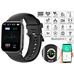 newgen medicals Fitness-Smartwatch, Blutdruck-, EKG- und SpO2-Anzeige, Bluetooth, IP68 newgen medicals Fitness-Smartwatches mit EKG-, Herzfrequenz-, Blutdruck- & Blutsauerstoff-Anzeige