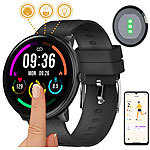 newgen medicals ELESION-kompatible Fitness-Smartwatch, Bluetooth, SpO2, Alexa, IP68 newgen medicals Fitness-Smartwatches mit SpO2-Anzeige und Smart-Home-Steuerung, Alexa-kompatibel