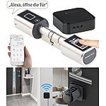 VisorTech Elektronischer Tür-Schließzylinder mit Gateway, Fingerprint-Scanner VisorTech