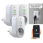 Luminea Home Control 3er Smarte WLAN-Dimmer-Steckdose mit Phasenabschnittsdimmer bis 200 W Luminea Home Control
