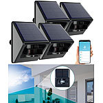 Luminea Home Control 4er-Set Outdoor-PIR-Sensoren, Solarpanel, App, IP55, ZigBee-kompatibel Luminea Home Control 