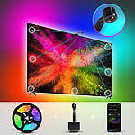 Luminea Home Control TV-Hintergrundbeleuchtung mit Kamera, RGB-IC-LEDs, WLAN, App, 55–65" Luminea Home Control