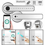 VisorTech Smarter Sicherheits-Türbeschlag mit Finger-Scanner, PIN & App, silber VisorTech