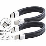Callstel 2er-Set kurze, flexible Lade-/Datenkabel USB-C auf -C, 100 W PD, 13 cm Callstel Extrak kurzes USB-Kabel Typ-C auf Typ-C