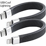 Callstel 2er-Set kurze, flexible Lade-/Datenkabel, USB-C/8-Pin, MFi, 45W, 13cm Callstel Kurze USB-C zu Lightning-Kabel für unterwegs (MFi)