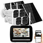 VisorTech Funk-Überwachungs-Set: Monitor-Rekorder + 4x 2K-Solar-Kamera, PIR, App VisorTech Funk-Überwachungsrekorder mit Solar-Akku-Kameras und App 
