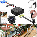 Somikon 2er-Set Mobile 4G-Micro-Akku-Kameras, Full-HD, Bewegungserkennung, App Somikon Full-HD-Micro-Videokameras zum Einbau, mit 4G/LTE und App