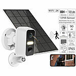 VisorTech Akku-Outdoor-IP-Überwachungskamera mit Solarpanel, 2K-Auflösung VisorTech Akkubetriebene IP-Full-HD-Überwachungskameras mit App ELESION