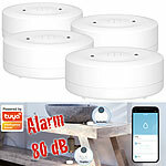 Luminea Home Control 4er WiFi Wassermelder mit lautem Alarm und weltweite App Benachr Luminea Home Control WLAN-Wassermelder mit App-Benachrichtigungen
