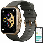 newgen medicals Premium-GPS-Fitness-&-Fashion-Smartwatch, Versandrückläufer newgen medicals Fitness-Smartwatches mit GPS, Herzfrequenz- und SpO2-Sensor und Freisprech-Funktion