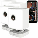 7links 4er-Set wetterfeste Dualband-IP-Außen- und Innen-Kameras, 4 MP, IP65 7links Dualband-IP-Außen- & Innen-Kameras mit 2K, Farbnachtsicht, Geräuscherkennung & Sirene