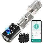 VisorTech Elektronischer Tür-Schließzylinder, App, RFID, Fingerscan, PIN, IP54 VisorTech Tür-Schließzylinder mit App, RFID-Schlüssel, Fingerabdruck und PIN-Eingabe