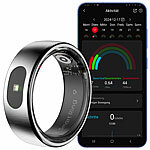 newgen medicals Fitnesstracker-Ring, Touch-Bedienung, Herzfrequenz, SpO2, 5 ATM, Gr.57 newgen medicals Fitnesstracker-Ringe mit Touch-Steuerung, Herzfrequenz, SpO2 und Schlafanalyse