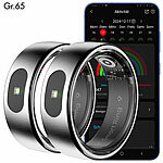 newgen medicals 2er-Set Fitnesstracker-Ringe, Touch, Herzfrequenz, SpO2, 5 ATM, Gr.65 newgen medicals Fitnesstracker-Ringe mit Touch-Steuerung, Herzfrequenz, SpO2 und Schlafanalyse