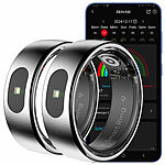 newgen medicals 2er-Set Fitnesstracker-Ringe, Touch, Herzfrequenz, SpO2, 5 ATM, Gr.70 newgen medicals Fitnesstracker-Ringe mit Touch-Steuerung, Herzfrequenz, SpO2 und Schlafanalyse