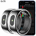 newgen medicals 2er-Set Fitnesstracker-Ringe, Touch, Herzfrequenz, SpO2, 5 ATM, Gr.70 newgen medicals Fitnesstracker-Ringe mit Touch-Steuerung, Herzfrequenz, SpO2 und Schlafanalyse