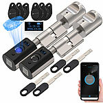 VisorTech 2er-Set elektronische Tür-Schließzylinder, Fingerabdruck, Transponder VisorTech Elektronische Tür-Schließzylinder mit Fingerabdruck-Sensor und Tansponder